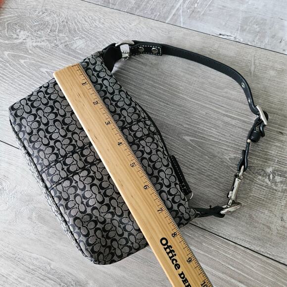 Coach Soho Mini Signature C Jacquard Hobo Top Handle Y2K Black Leather Trim 5x8 - Picture 13 of 16